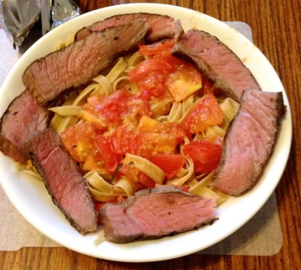 Tri-tip steak cooked sous vide.