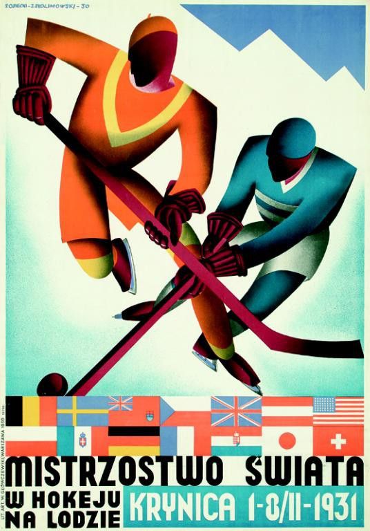 Mistrzostwo Swiata: Krynica by Stefan Osiecki and Jerzy Skolimowski, 1930. For the 1931 Ice Hockey World Championships in Krynica, Poland.